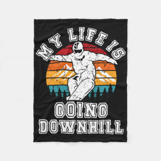 Snowboard My Life Is Going Downhill Winter Sports  Fleece Blanket