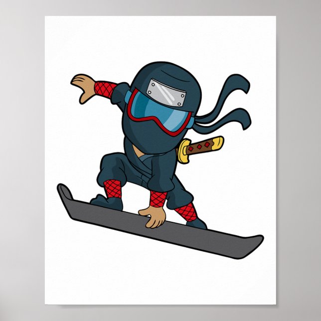 Snowboard Ninja Snowboarder Snowboarding Winter Sp Poster (Front)