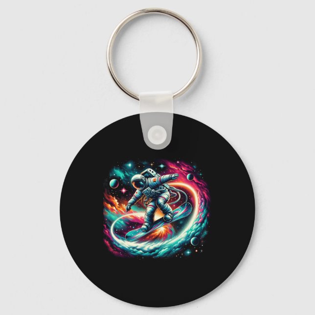 Snowboard On Snowboarder Astronaut Snowboarding  Keychain (Front)