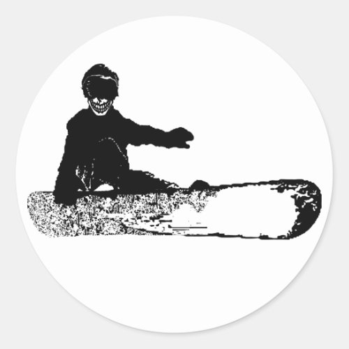 snowBOARD OR DIE Classic Round Sticker