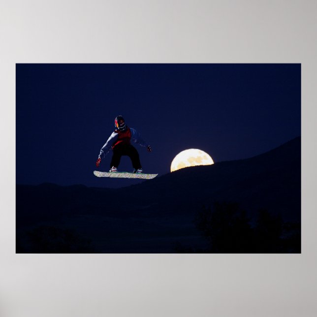 Snowboard Over the Full Moon Poster (Front)