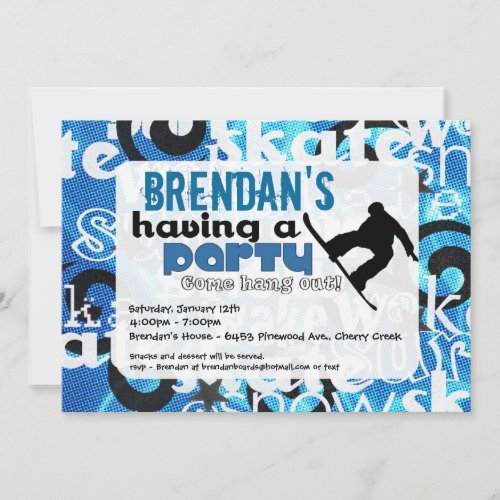 Snowboard Party Invitation