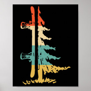 Snowboard Pine Tree Vintage Snowboarder Snowboardi Poster