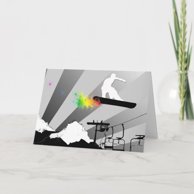 snowboard. powder trail. card (Front)