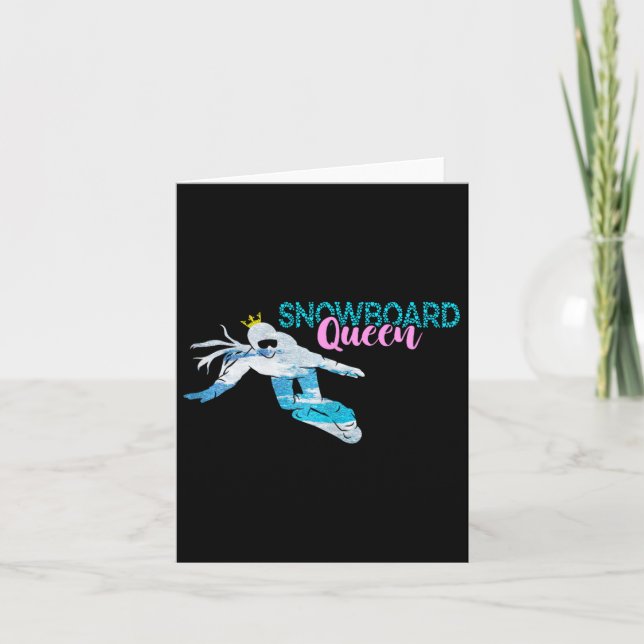 Snowboard Queen Crown Snowboarder Winter Sport Sno Card (Front)