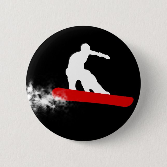 snowboard. red. pinback button (Front)