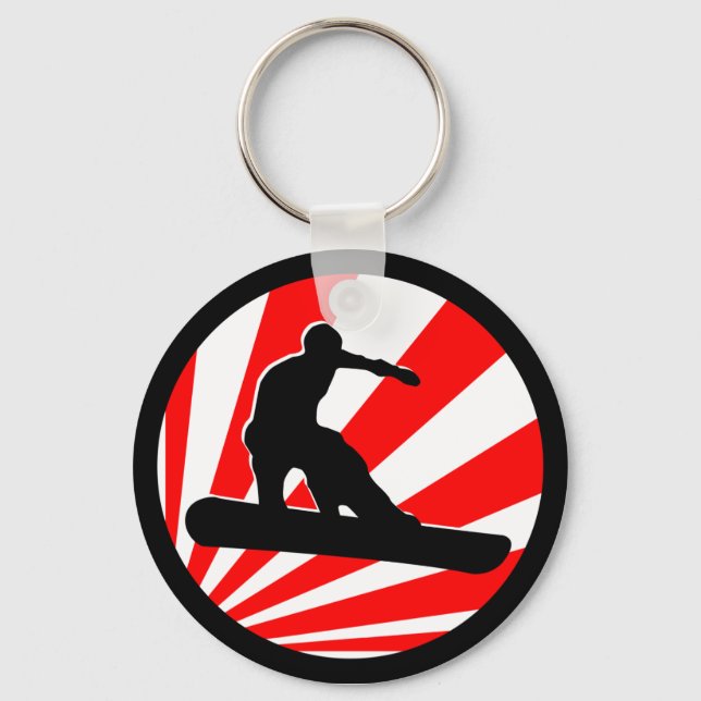 snowboard. red rays. keychain (Front)