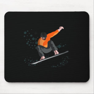 Snowboard Retro Funny Vintage Winter Snowboarding Mouse Pad