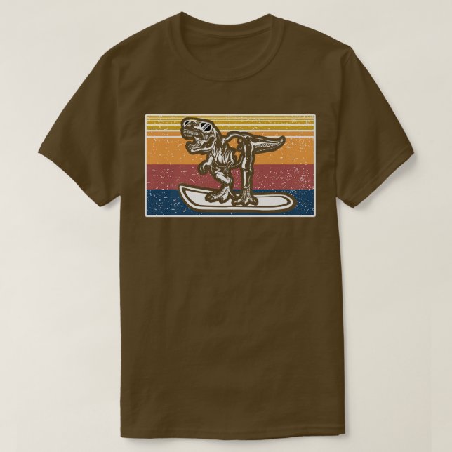 snowboard retro sports snow dinosaurs snowboarding T-Shirt (Design Front)