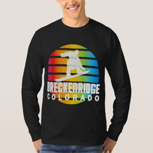 Snowboard Retro Sun Snowboarder Breckenridge Color T_Shirt