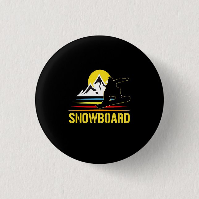 Snowboard Retro Vintage Button (Front)