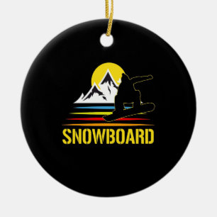 Snowboard Retro Vintage Ceramic Ornament