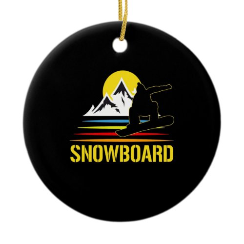 Snowboard Retro Vintage Ceramic Ornament
