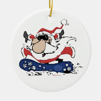 Snowboard Santa w/ Name Ornaments