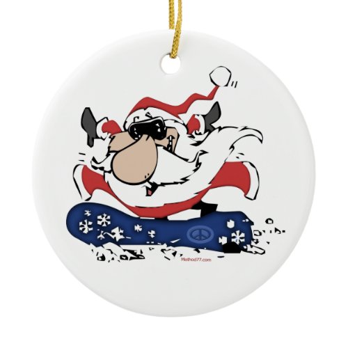 Snowboard Santa w/ Name Ornaments