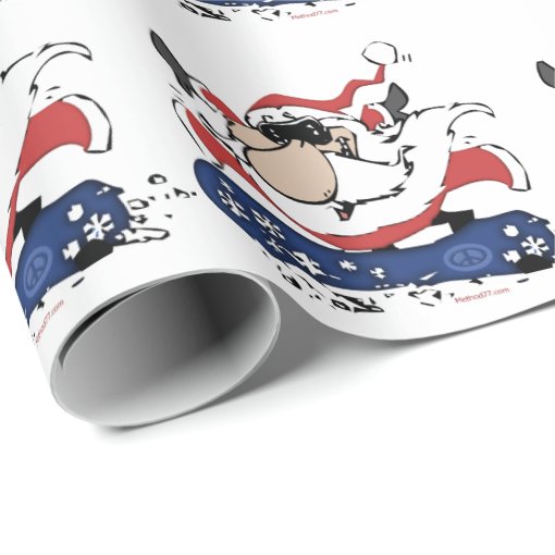Snowboard Santa Wrapping Paper Zazzle