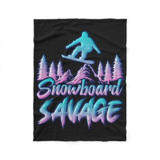 Snowboard Savage Funny Snowboarder Kids Snowboardi Fleece Blanket
