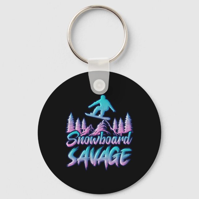 Snowboard Savage Funny Snowboarder Kids Snowboardi Keychain (Front)
