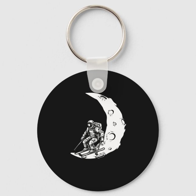 Snowboard Ski Skiing - Snowboarding Crescent Moon  Keychain (Front)