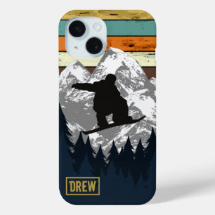 Snowboard Skiing Mountain Ski Slopes Retro Name iPhone 15 Case