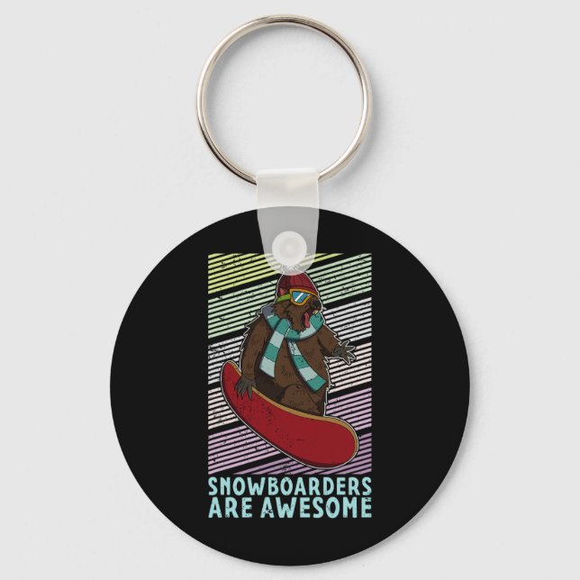 Snowboard Skiing Snowboarder Competitive Activity  Keychain (Front)