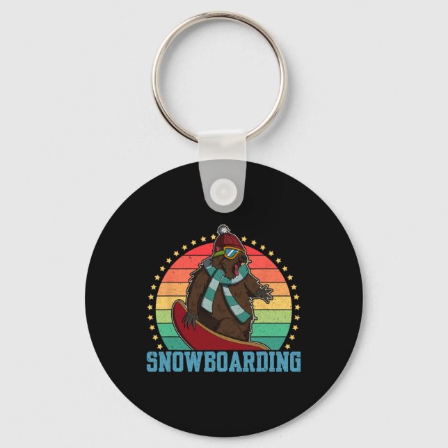 Snowboard Skiing Snowboarder Competitive Activity  Keychain (Front)