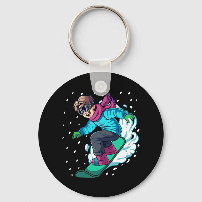 Snowboard Snowboarding 5  Keychain (Front)