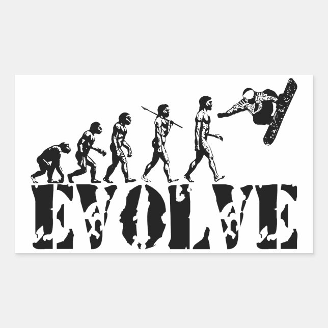 Snowboard Snowbording Sport Evolution Art Rectangular Sticker (Front)
