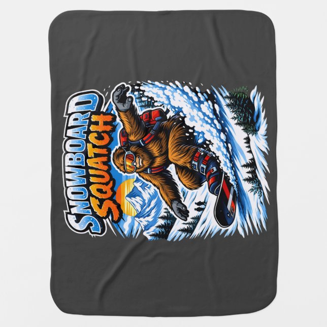 Snowboard Squatch – Funny Bigfoot Snowboarding  Baby Blanket (Front)
