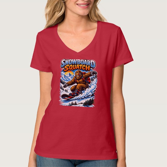 Snowboard Squatch – Funny Bigfoot Snowboarding  T-Shirt (Front)