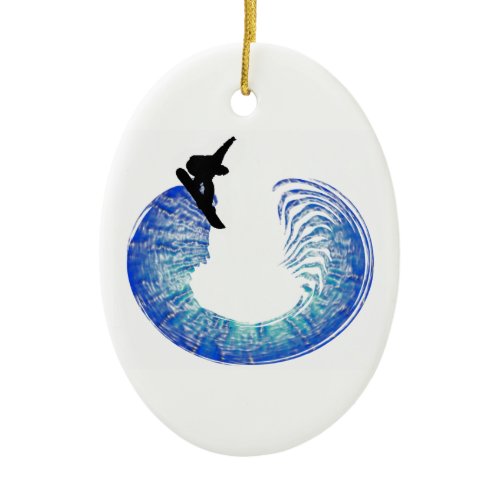 SNOWBOARD THE PIPES CERAMIC ORNAMENT