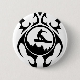 snowboard. tribalz. pinback button