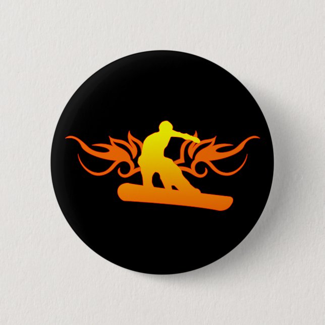 snowboard. tribalz. pinback button (Front)