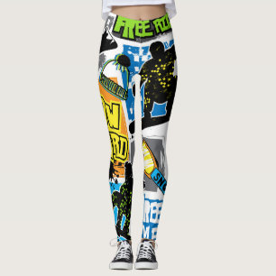 Snowboard Typography: Extreme Kid's Background. Leggings