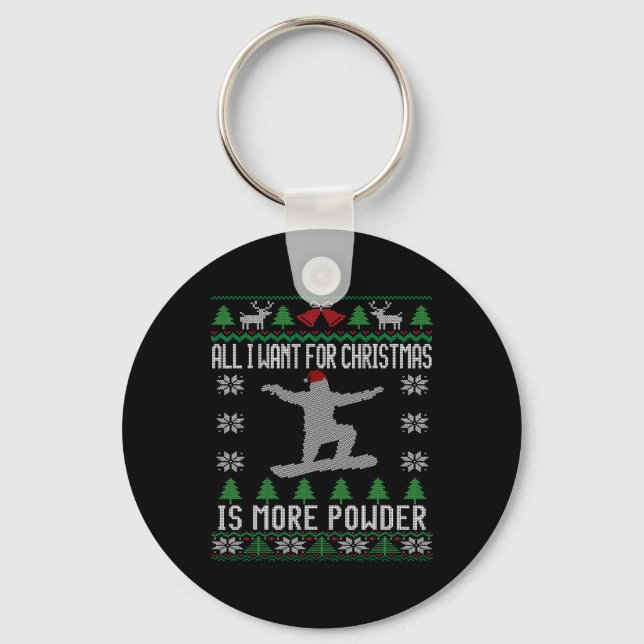Snowboard Ugly Christmas Snowboarding Gift Snowboa Keychain (Front)