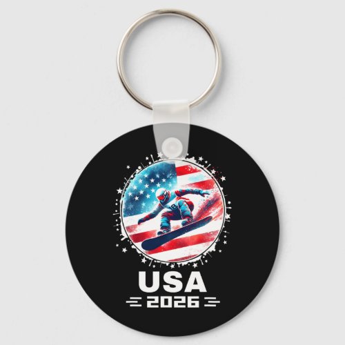 Snowboard Usa Go Usa Team Usa Flag 2026 Snowboardi Keychain