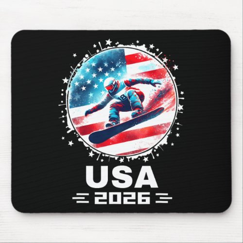 Snowboard Usa Go Usa Team Usa Flag 2026 Snowboardi Mouse Pad