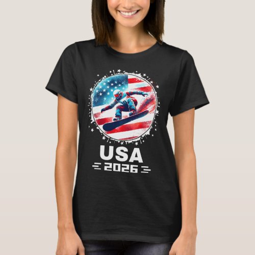 Snowboard Usa Go Usa Team Usa Flag 2026 Snowboardi T-Shirt