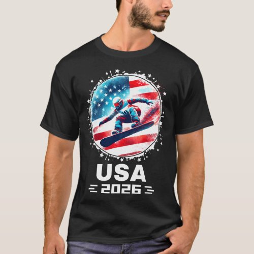 Snowboard Usa Go Usa Team Usa Flag 2026 Snowboardi T-Shirt
