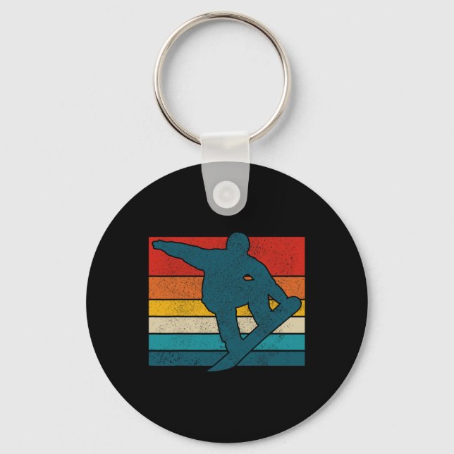 Snowboard Vintage Retro Snowboarding Snowboarder G Keychain (Front)