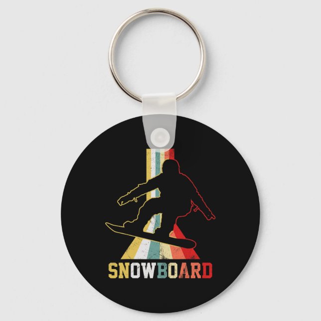 Snowboard Vintage Snowboarding Snowboarder  Keychain (Front)
