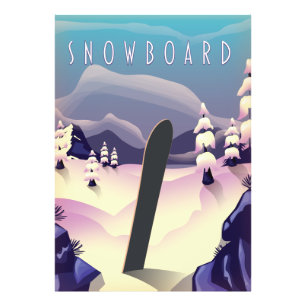 Snowboard vintage style travel poster