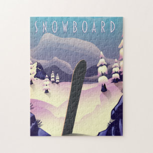 Snowboard vintage style travel poster jigsaw puzzle