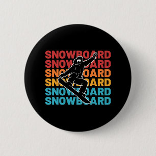 Snowboard Vintage Winter Sports Alpine Skiing Snow Button