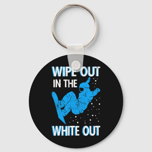 Snowboard Wipe Out In The White Out Ski Resort Sno Keychain (Front)