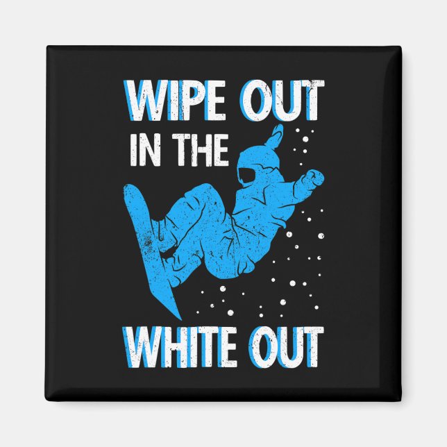 Snowboard Wipe Out In The White Out Ski Resort Sno Magnet (Front)