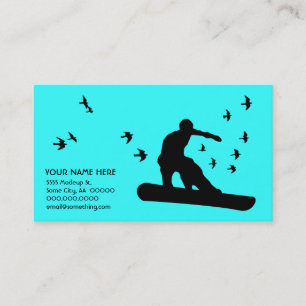 snowboard with birds : color customizable business card