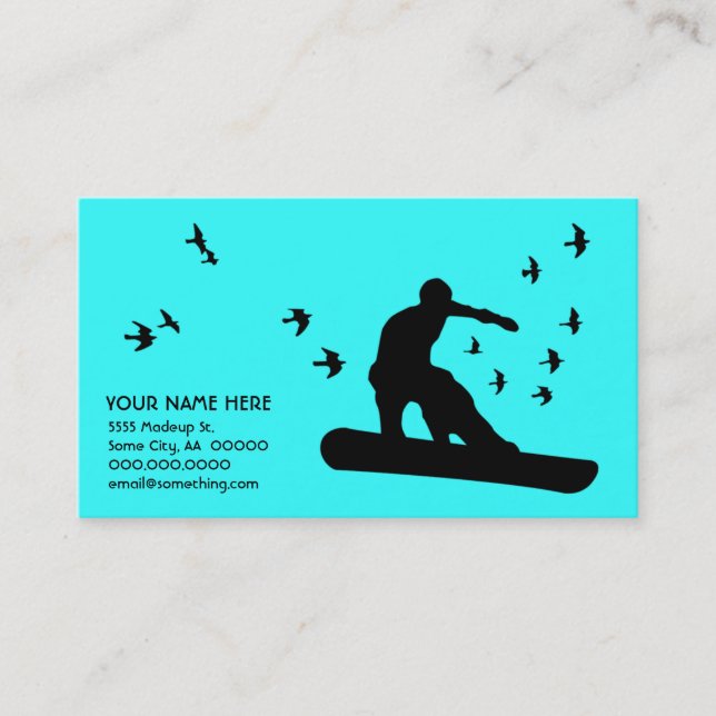 snowboard with birds : color customizable business card (Front)
