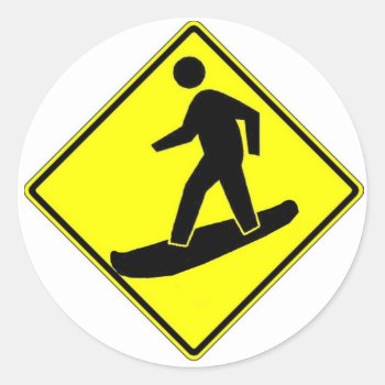 Snowboard Xing Classic Round Sticker by Mikeybillz at Zazzle