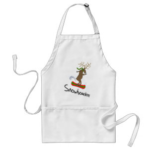 Snowboardeer Funny Snowboarding Reindeer Adult Apron